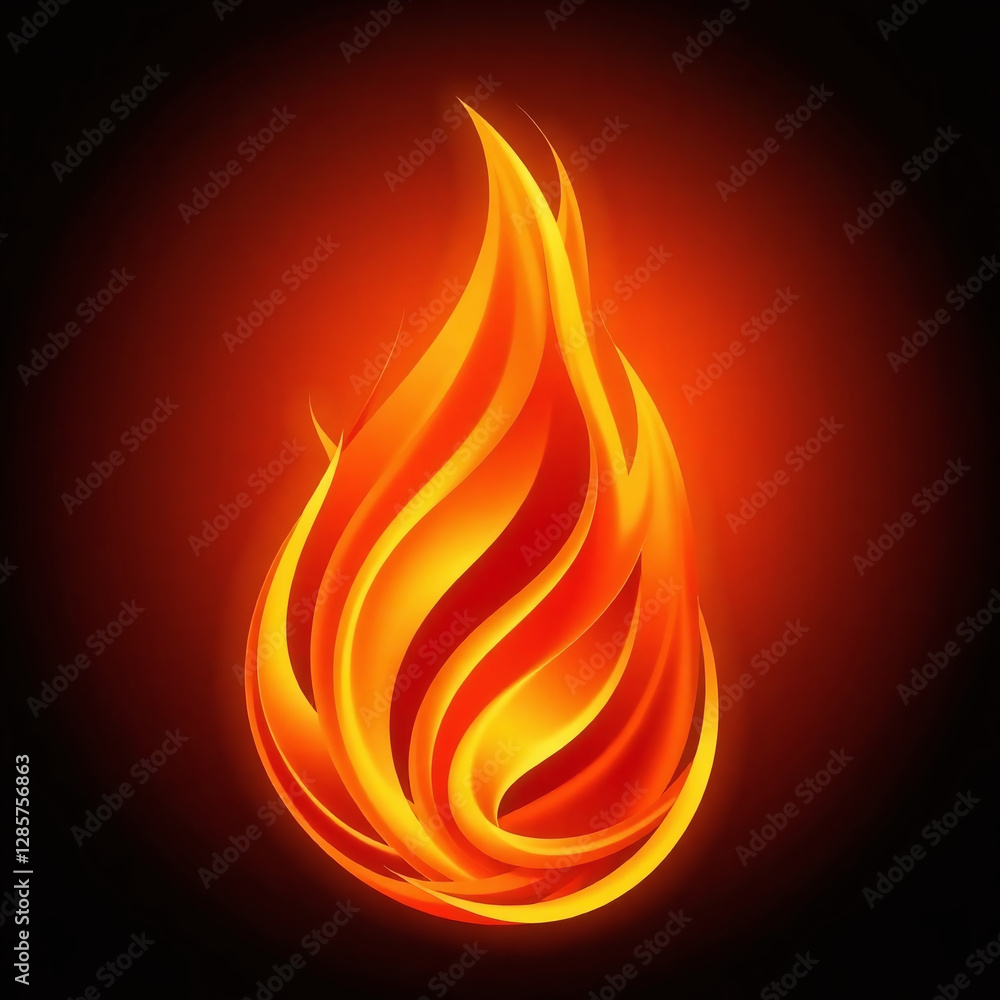 Stylized artistic flame, smooth flowing lines, warm orange and red gradients, abstract fluid motion, vibrant bioluminescent glow, natural light effects, elegant modern vector illustration. Stylized artistic flame, smooth flowing lines, warm orange and red gradients, abstract fluid motion, vibrant bioluminescent glow, natural light effects, elegant modern vector illustration.