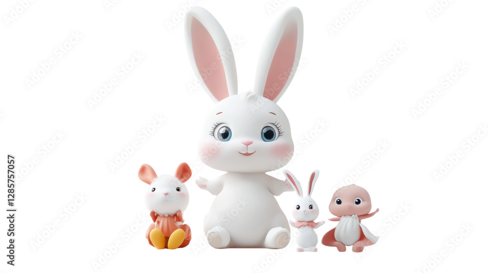 Fototapeta premium Cute cartoon animals enjoying a playful gathering in a bright setting with cheerful expressions and vibrant colors