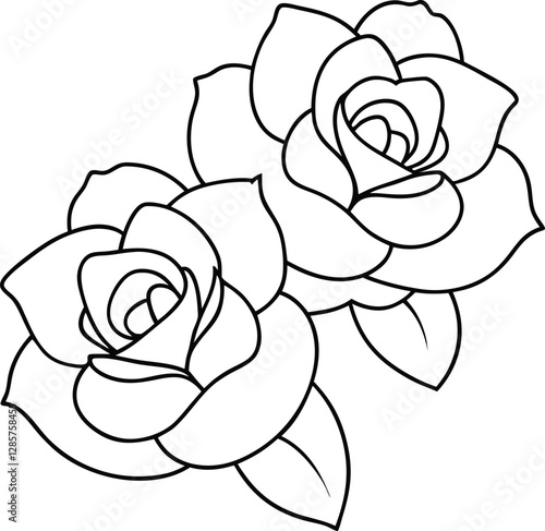 rose outline coloring book page line art illustration digital drawing