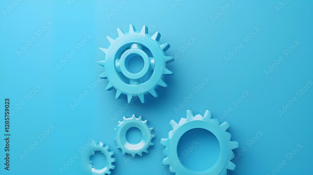 Blue Gears on a Smooth Surface Representing Mechanisms and Innovation in Technology Blue Gears on a Smooth Surface Representing Mechanisms and Innovation in Technology