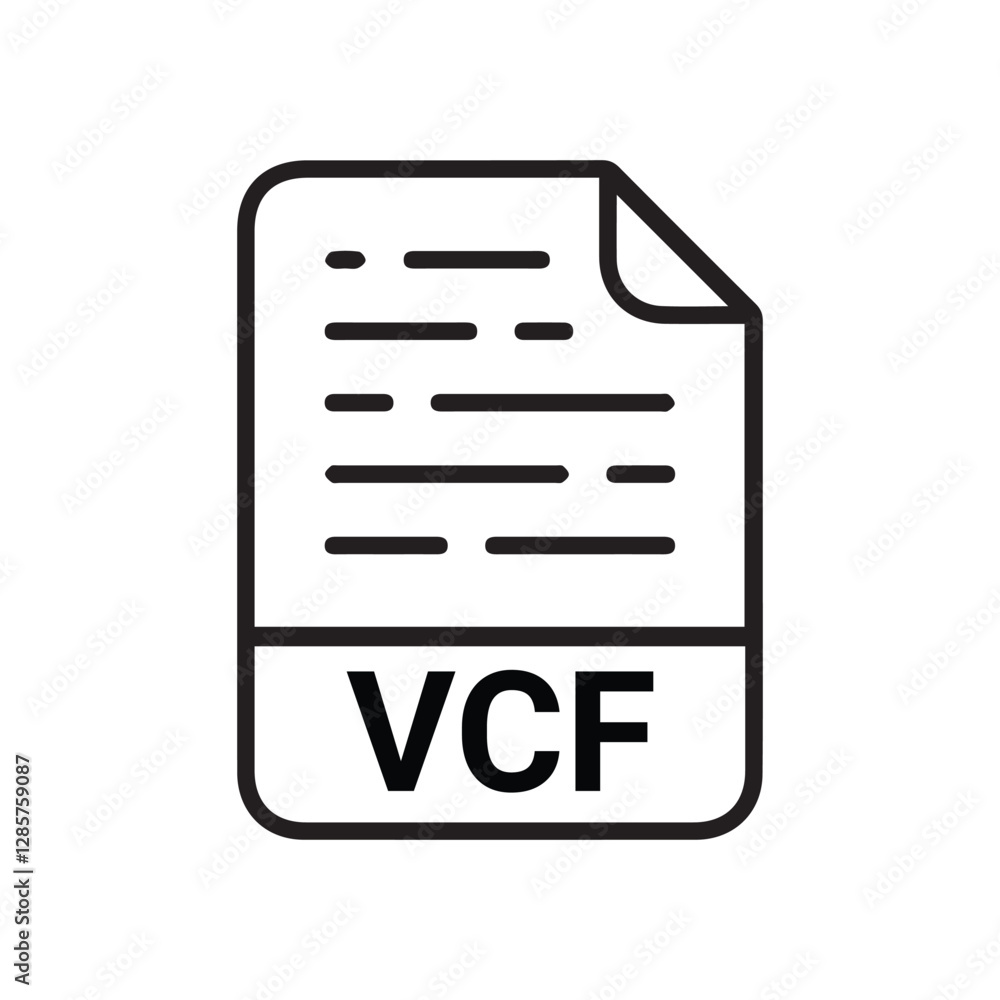 VCF File Format Icon. VCF extension filled icon VCF File Format Icon. VCF extension filled icon