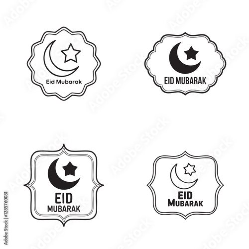 set of eid labels for design vector Eid Mubarak typography lettering text vector design-01