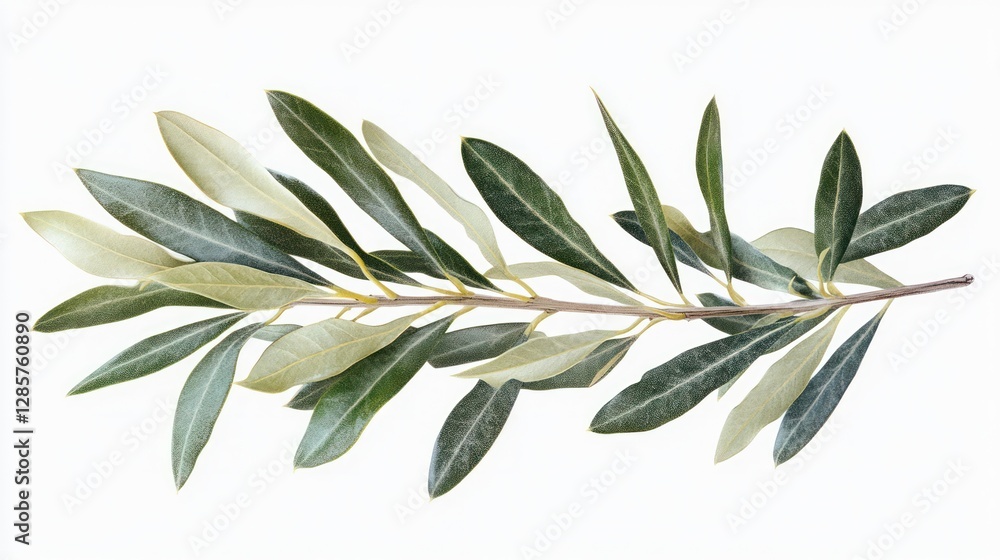 Obraz premium Isolated olive branch with fresh leaves on white background