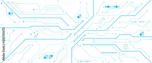Electrical line with glow light on blue engineering technology concept vector panorama background