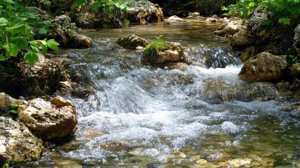 Fototapeta premium Mountain Stream Cascading Over Rocks