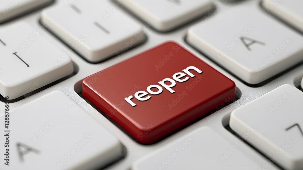 Red Reopen Button on Keyboard for Business and Online Reset Actions