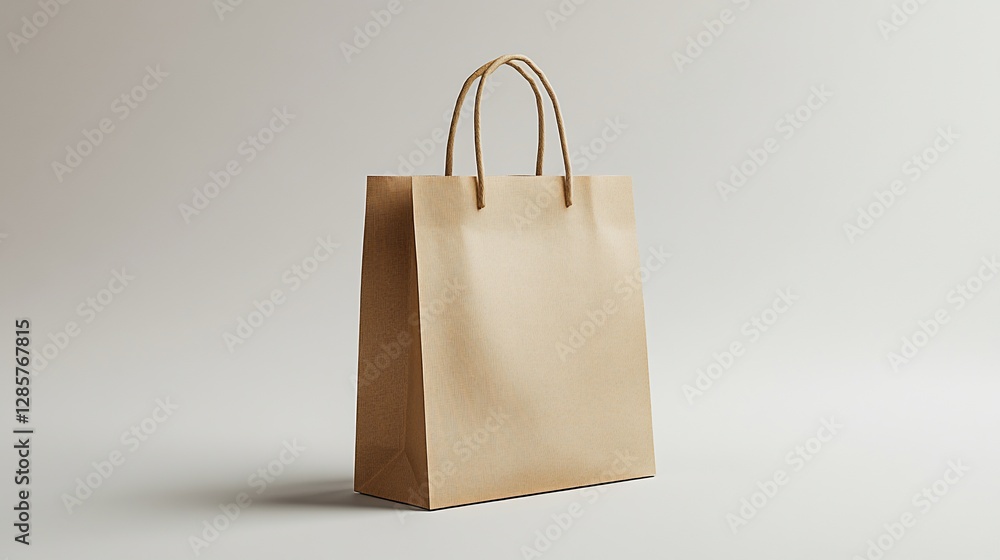 Kraft paper bag mockup, studio shot, plain background, packaging design Kraft paper bag mockup, studio shot, plain background, packaging design