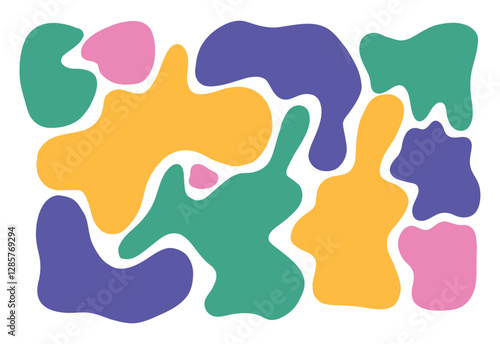 A fun and playful pattern with abstract shapes in bright colors. Perfect for creating designs for kids' products, stationery, and home decor.