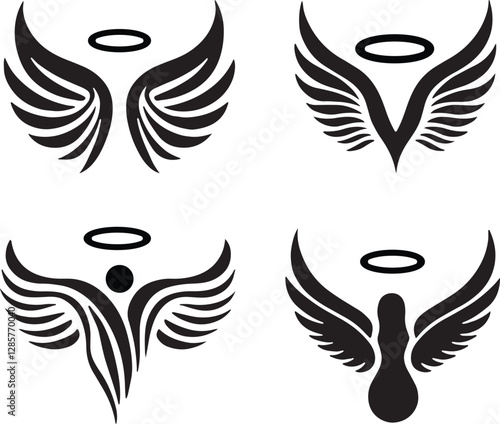 Angel wings logo icon collection silhouette vector style.