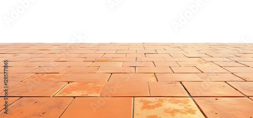 orange tile floor isolated on white background