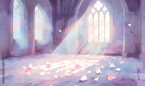 watercolor illustration stained glass background, generation AI 