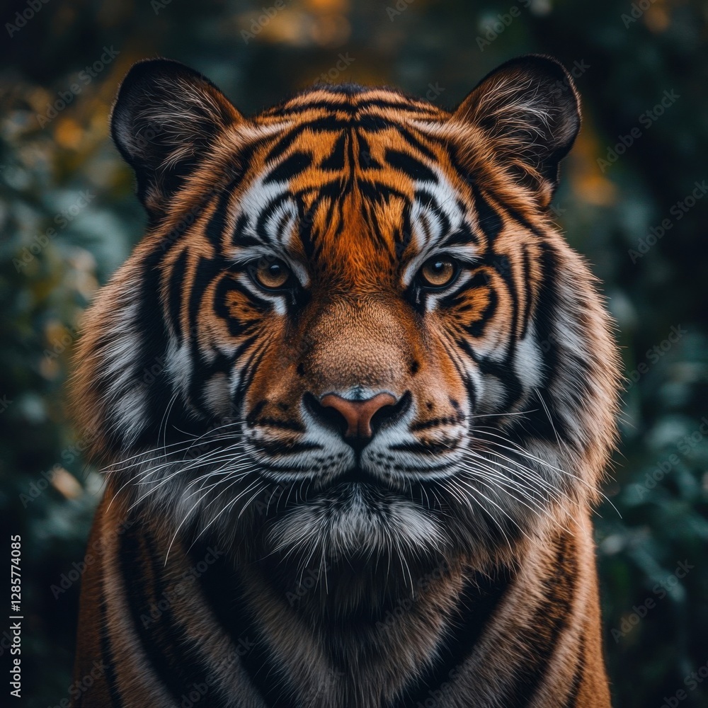 Fototapeta premium Majestic close-up of a fierce tiger showcasing its striking features