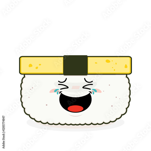 tamago sushi laughing face cartoon cute