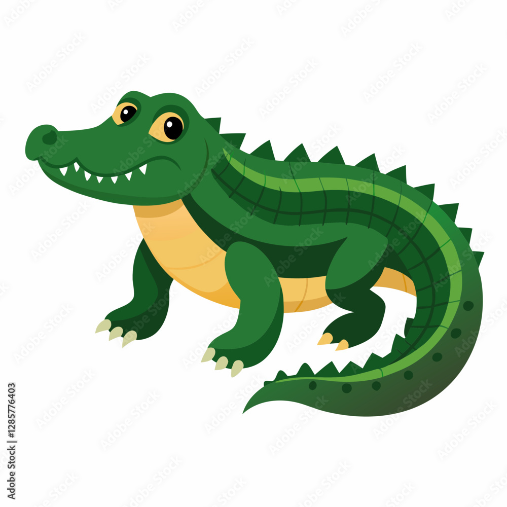 Minimalist American Alligator Vector on White Background Minimalist American Alligator Vector on White Background