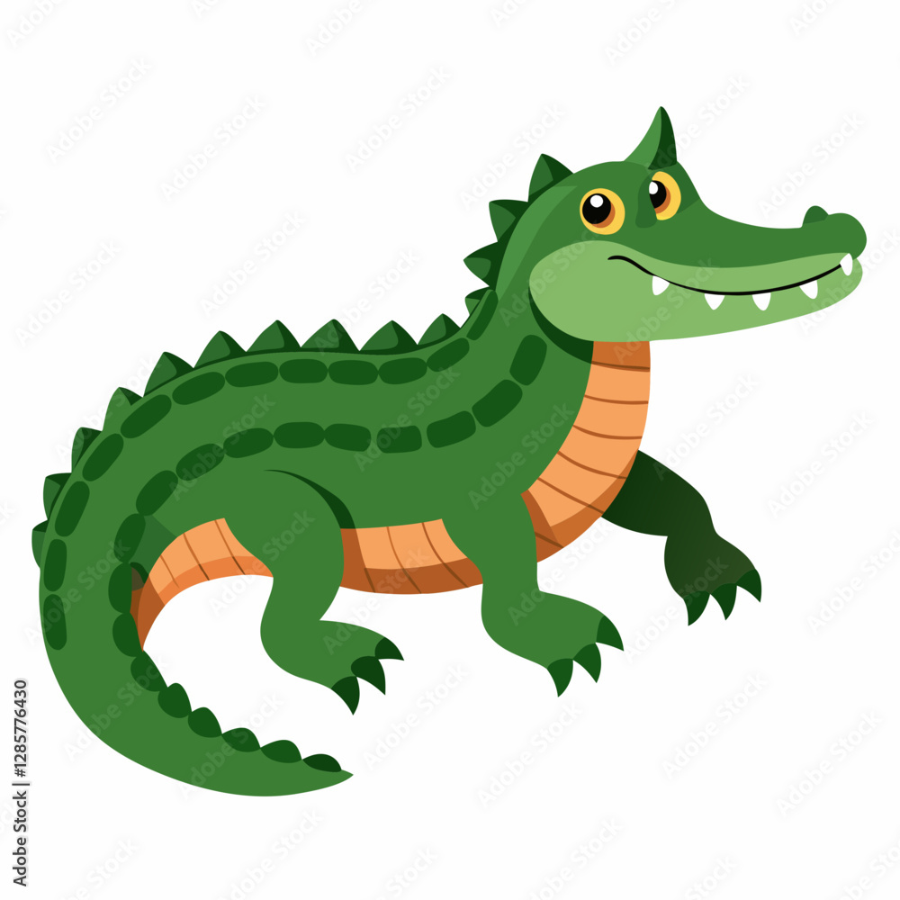 Minimalist American Alligator Vector on White Background Minimalist American Alligator Vector on White Background
