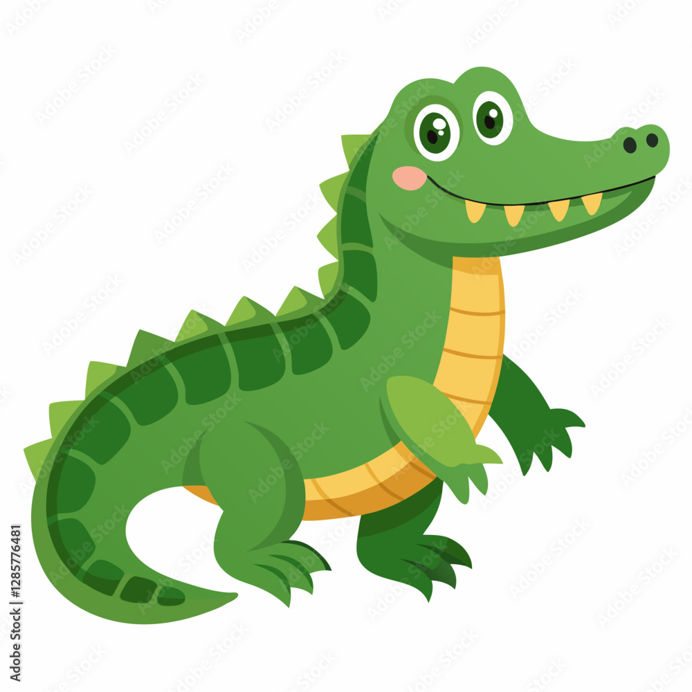 Minimalist American Alligator Vector on White Background Minimalist American Alligator Vector on White Background