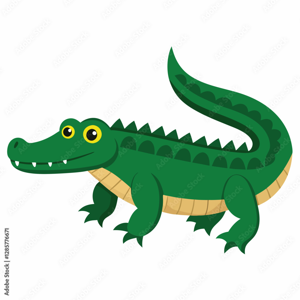 Minimalist American Alligator Vector on White Background Minimalist American Alligator Vector on White Background
