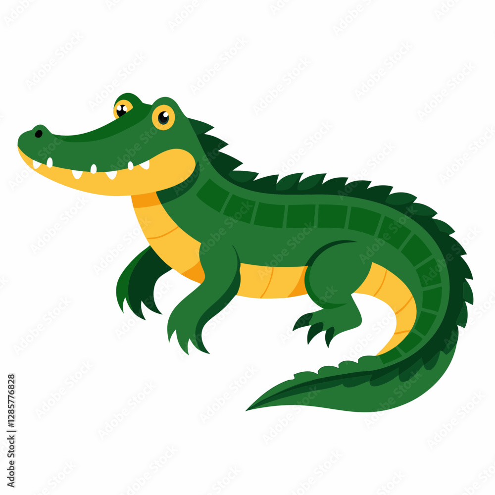 Minimalist American Alligator Vector on White Background Minimalist American Alligator Vector on White Background