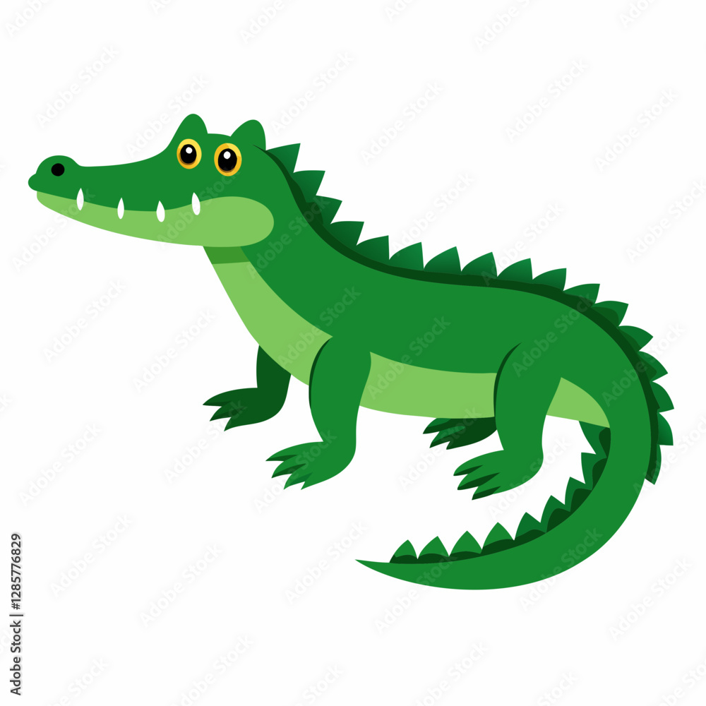 Minimalist American Alligator Vector on White Background Minimalist American Alligator Vector on White Background