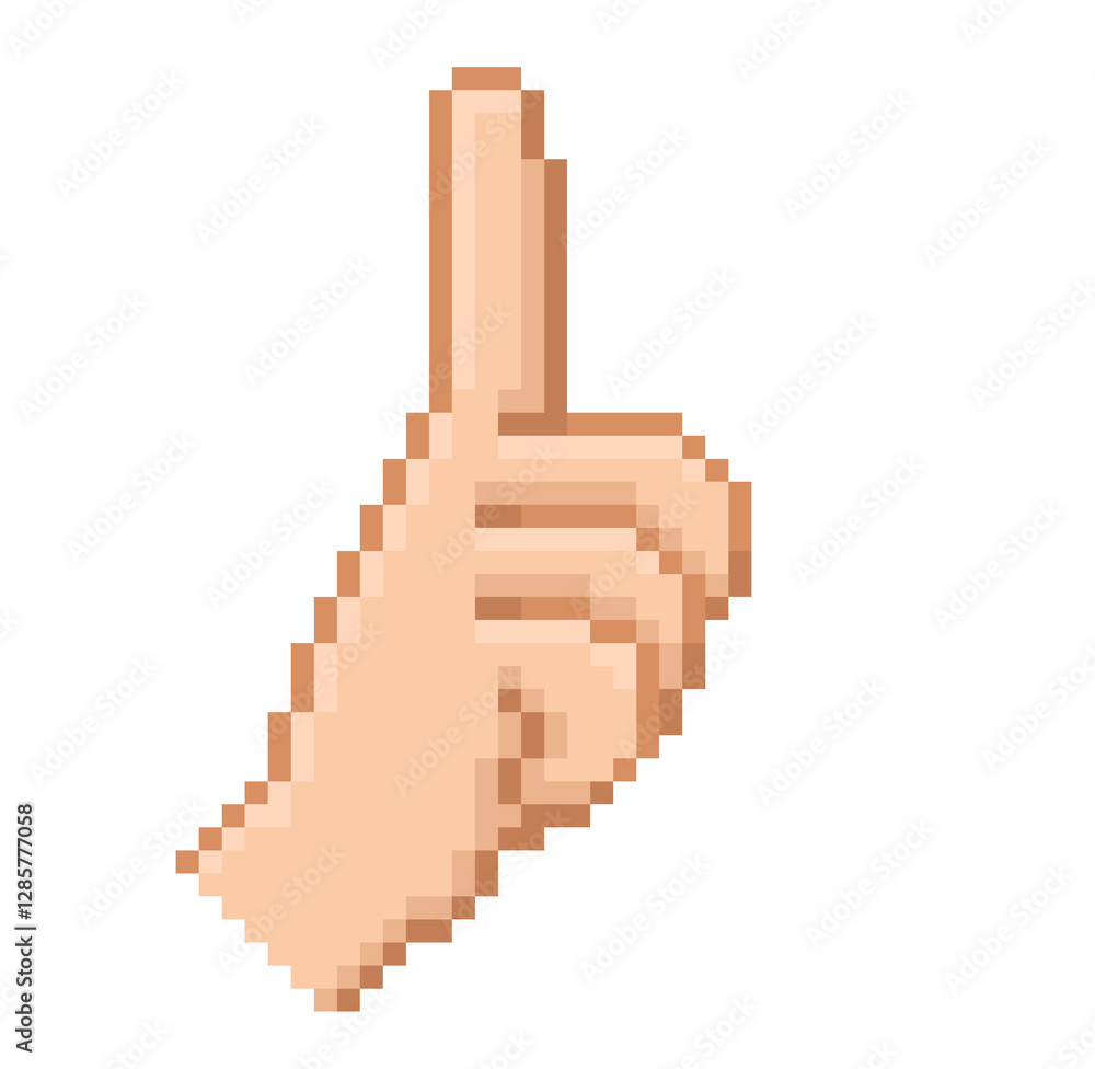 Fototapeta premium Pixel illustration of a hand gesture