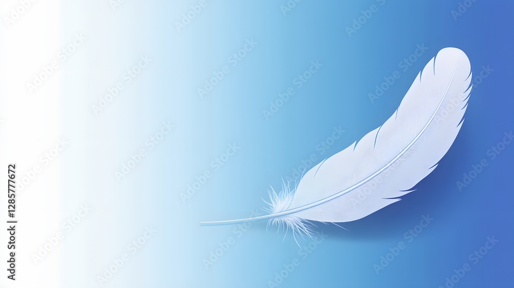 Fototapeta premium Soft White Feather on Gentle Blue Gradient Background