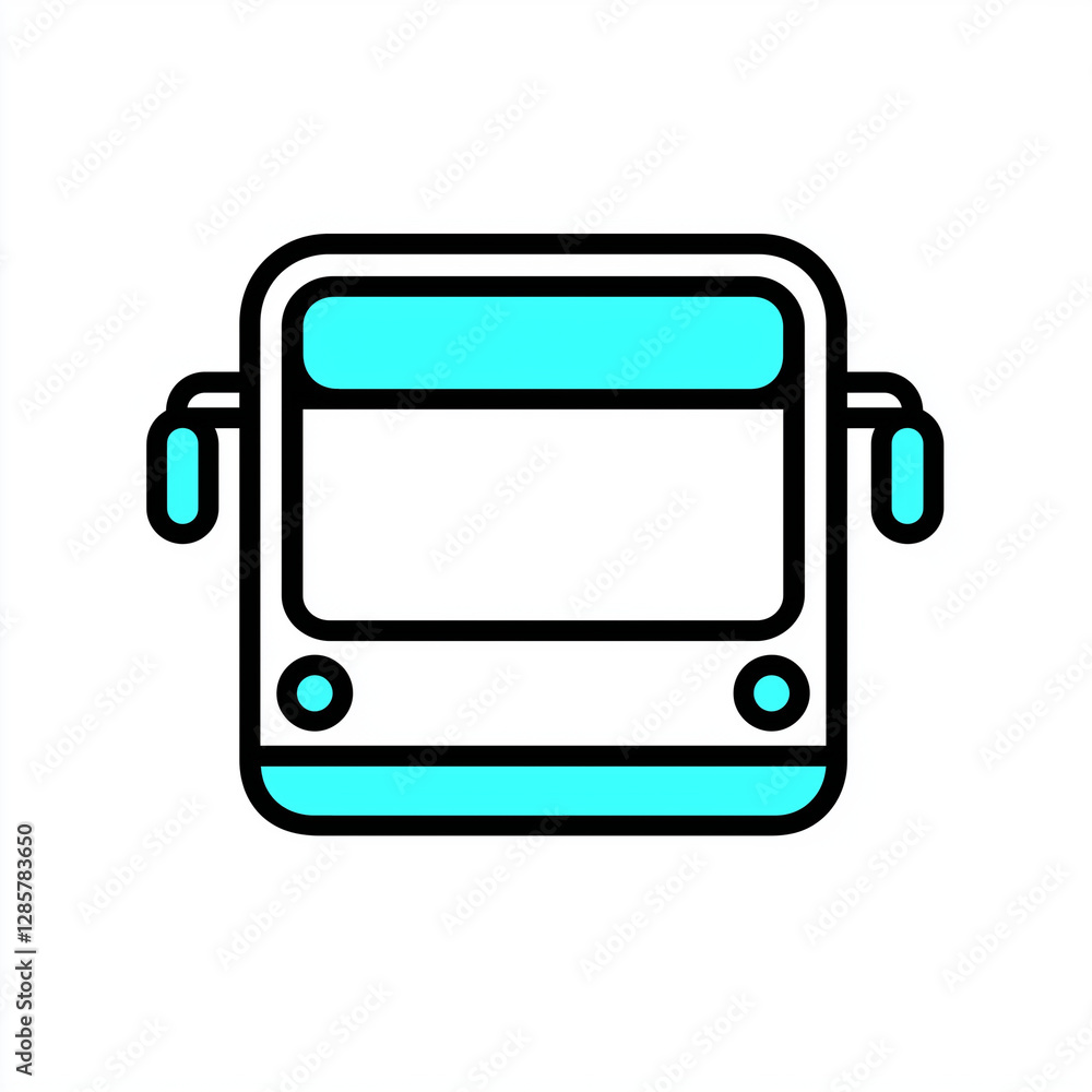 Modern Bus Icon Turquoise and Black Line Art Modern Bus Icon Turquoise and Black Line Art