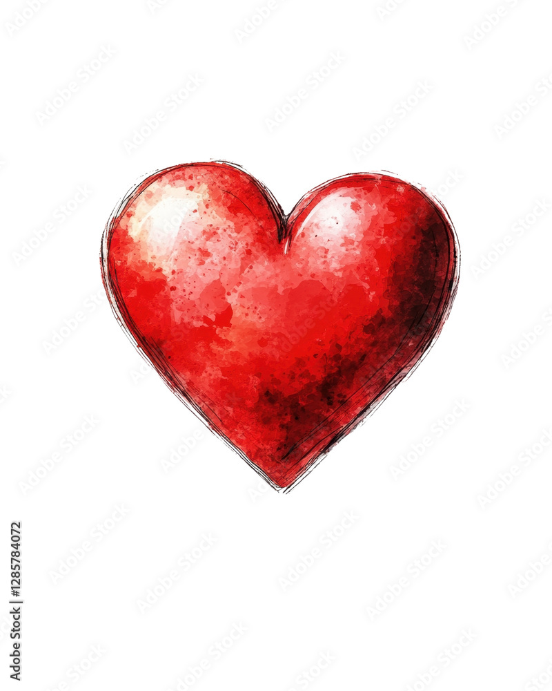 Red heart symbol, white isolated background Red heart symbol, white isolated background