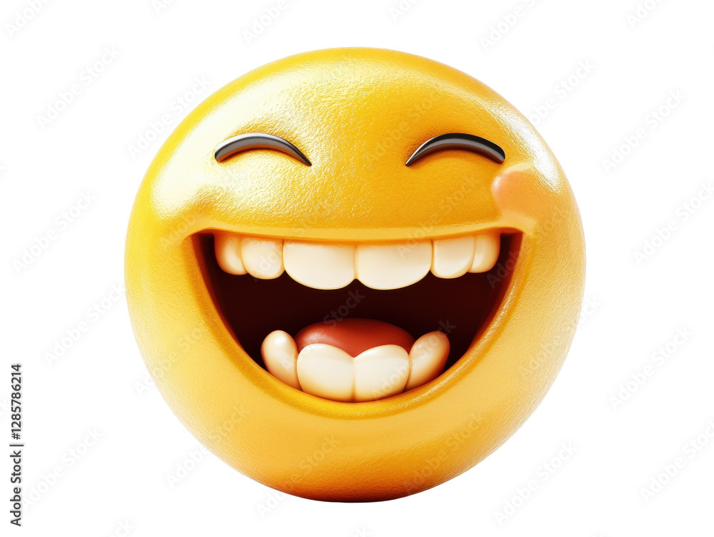 Fototapeta premium Smiling emoji with bright expression, isolated