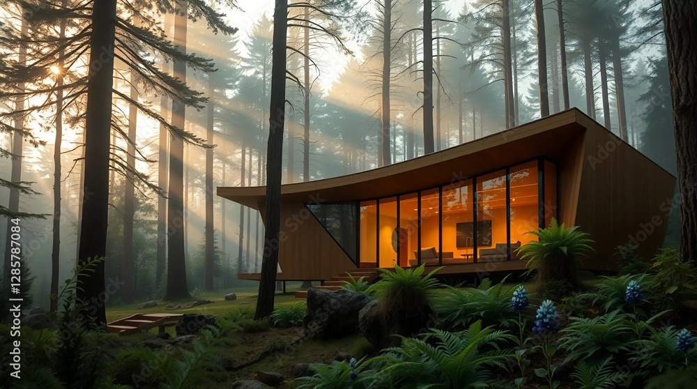 Fototapeta premium Modern house in the forest