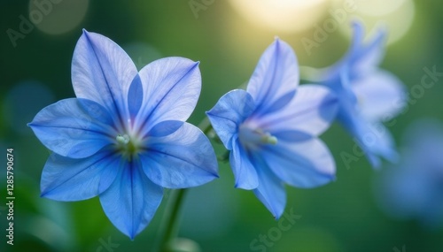 Delicate blue harebell blossoms, vibrant close-up , vibrant, plant, botany