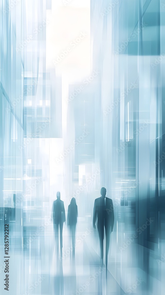 Blurred Abstract Business Background with Subtle Office Silhouettes and Soft Color Palette Blurred Abstract Business Background with Subtle Office Silhouettes and Soft Color Palette