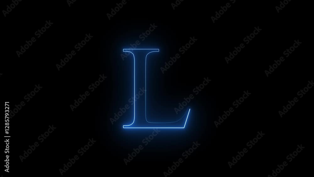 abstract glowing neon letter L color trendy glowing neon alphabet letter L animation on black background. abstract glowing neon letter L color trendy glowing neon alphabet letter L animation on black background.