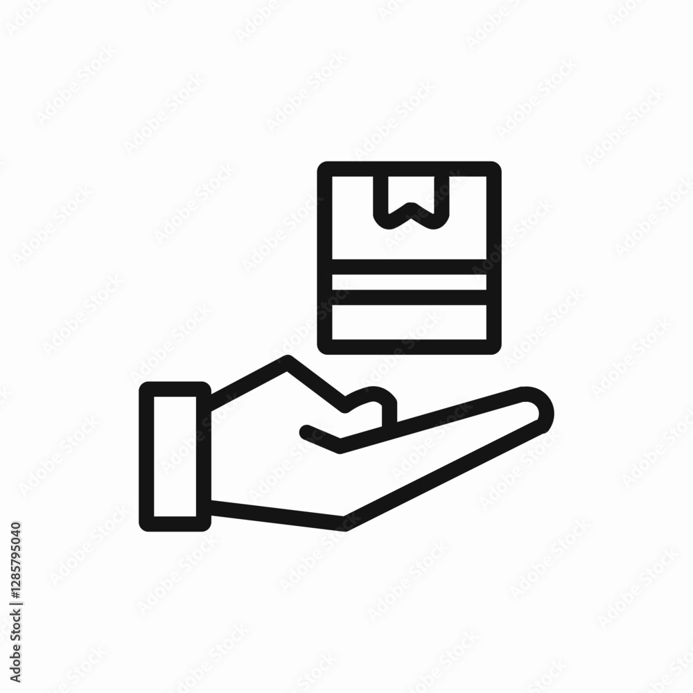 Hand holding package icon vector sign Hand holding package icon vector sign