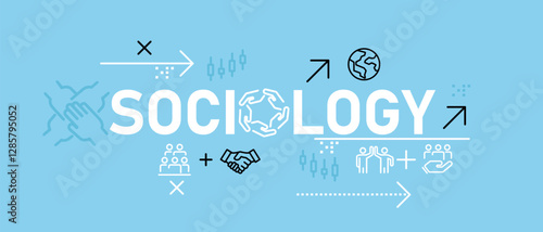 Sociology conceptual community interaction social social anthropology cultural studies theory community studies psychology psychological development personal personality society icon design concept