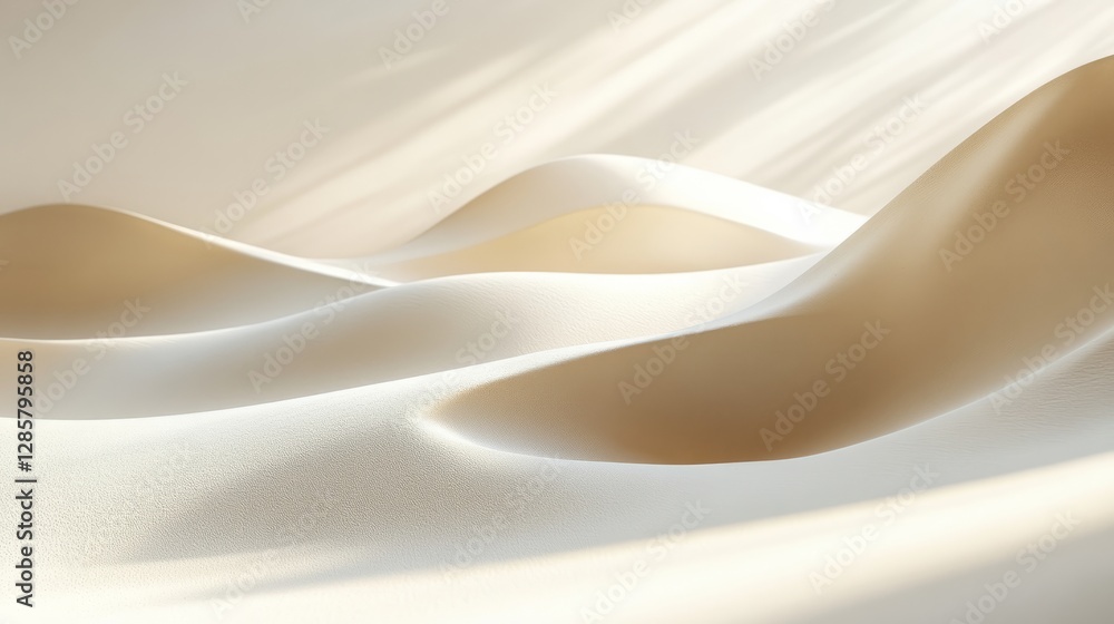Obraz premium A solid light taupe background with delicate light casting soft shadows, creating a serene and empty space 
