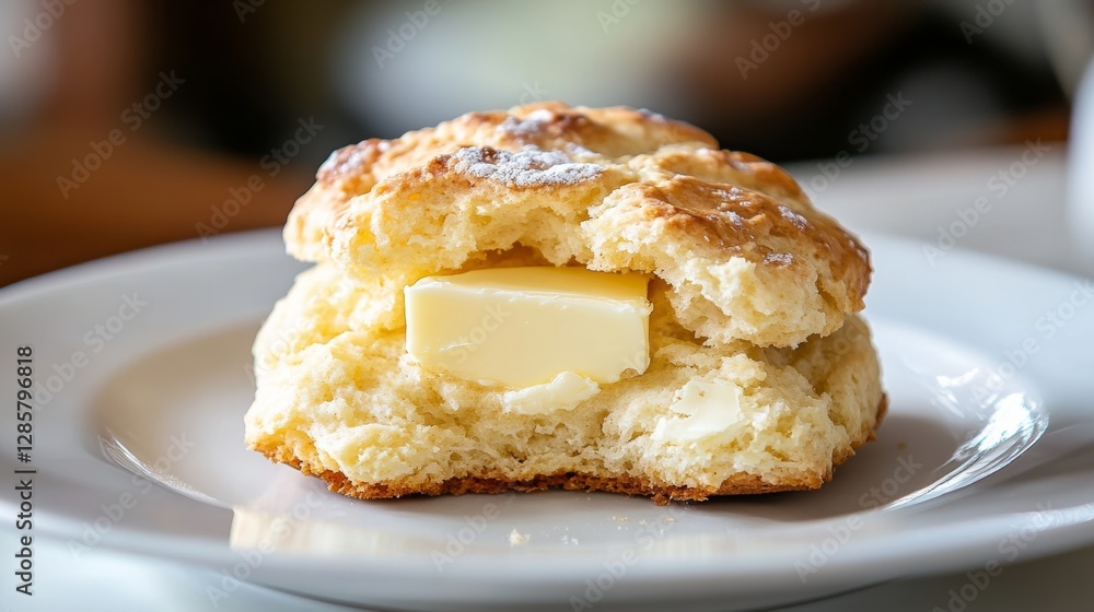 Fresh Buttermilk Scone with Golden Crust and Butter Pat