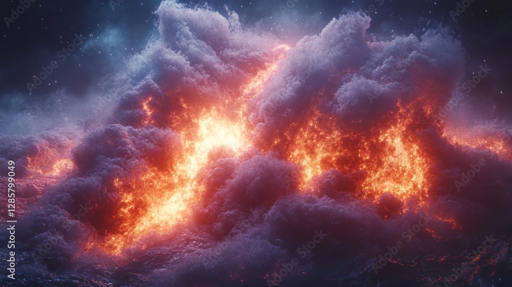 Fiery Cloudscape Night Sky Fiery Cloudscape Night Sky