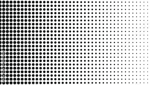 black and white halftone dots horizontal gradient