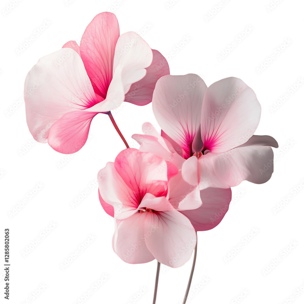 Obraz premium Vibrant Pink Cyclamen Flowers Isolated on Transparent Background