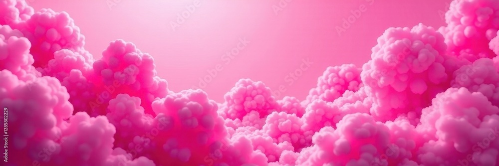Fototapeta premium Vibrant pink backdrop, abstract form, swirling clouds, geometric shapes , fantasy, unique