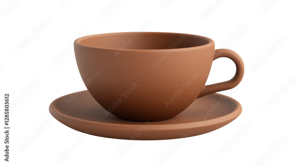 Simple brown ceramic cup and saucer set placed on a clean surface showcasing minimalistic design and warm tones Simple brown ceramic cup and saucer set placed on a clean surface showcasing minimalistic design and warm tones