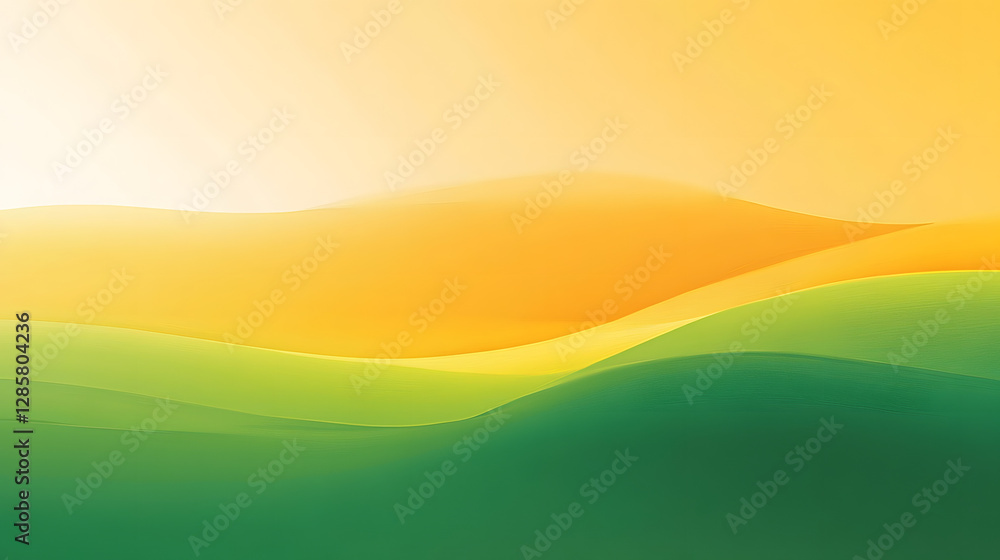 Obraz premium A colorful gradient from golden yellow to green, representing the balance of solar energy and nature coming together for sustainability.