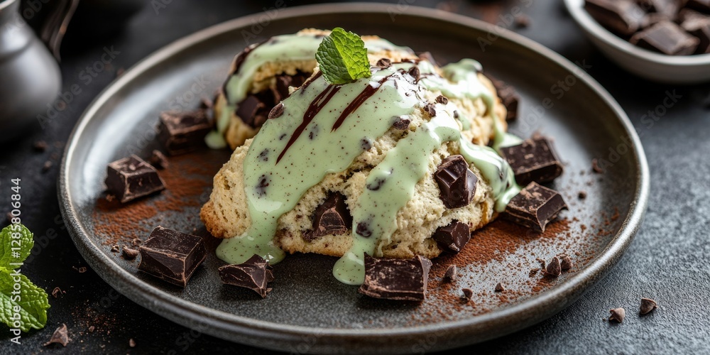 Chocolate Mint Scone with Mint Glaze and Dark Chocolate Chunks Chocolate Mint Scone with Mint Glaze and Dark Chocolate Chunks