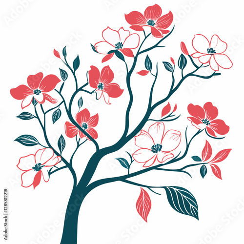 Dogwood tree silhouette vector illustration