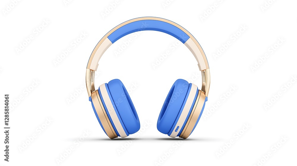 Blue and Gold Wireless Headphones: 3D Product Render AI Generated Blue and Gold Wireless Headphones: 3D Product Render AI Generated