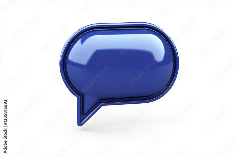 Dark blue shiny glossy empty 3D speech bubble icon isolated on white background, AI generated Dark blue shiny glossy empty 3D speech bubble icon isolated on white background, AI generated