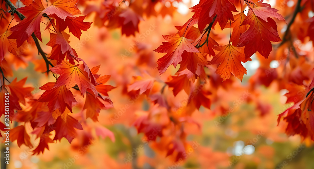Falling autumn leaves background. Rich reds, oranges, and yellows twirling in mid-air Falling autumn leaves background. Rich reds, oranges, and yellows twirling in mid-air