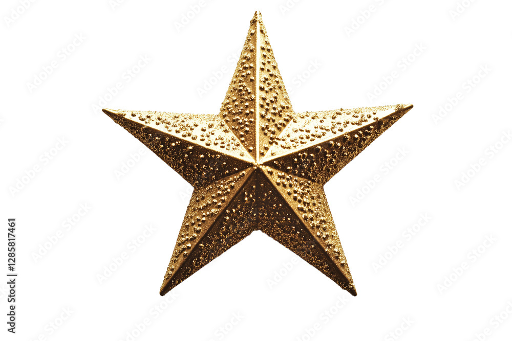 Golden Glitter Star Ornament on Transparent Background Golden Glitter Star Ornament on Transparent Background