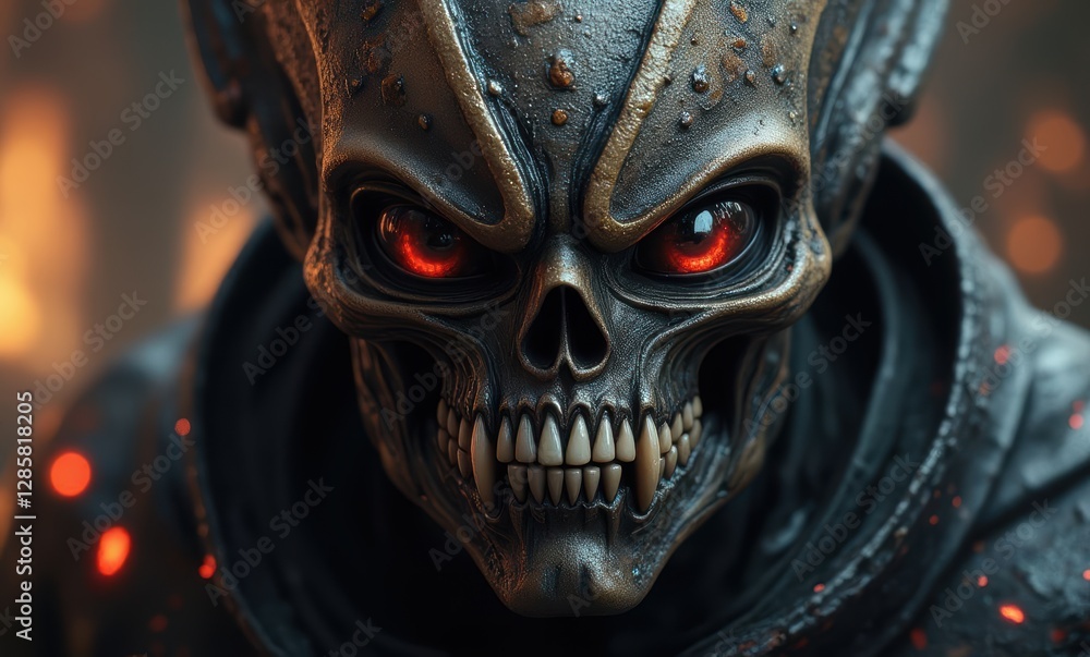 Mysterious alien figure with glowing eyes Mysterious alien figure with glowing eyes