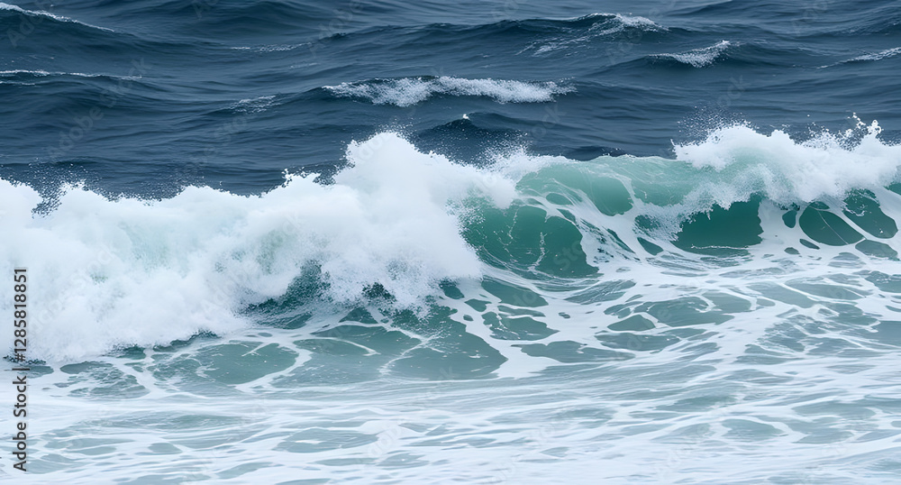 Stormy ocean waves background. Dark churning water with whitecaps crashing violently